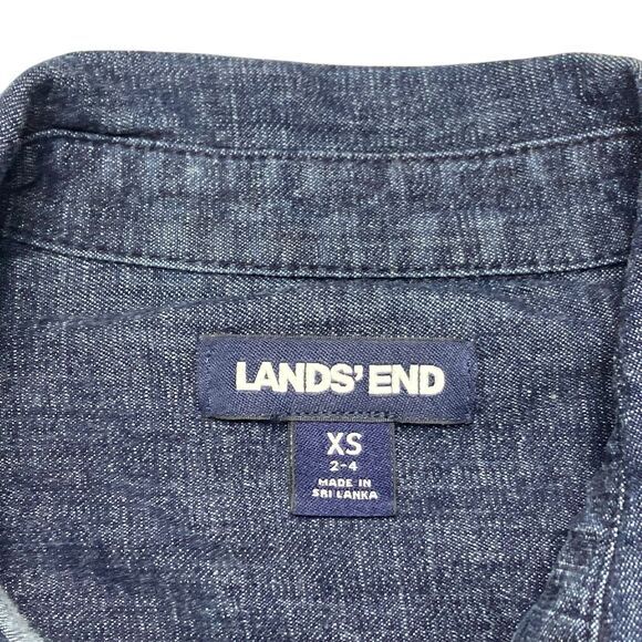 Lands End Denim Dress Womens XS Blue Belted Pockets Comfy Western Core Stretchy - Picture 15 of 16